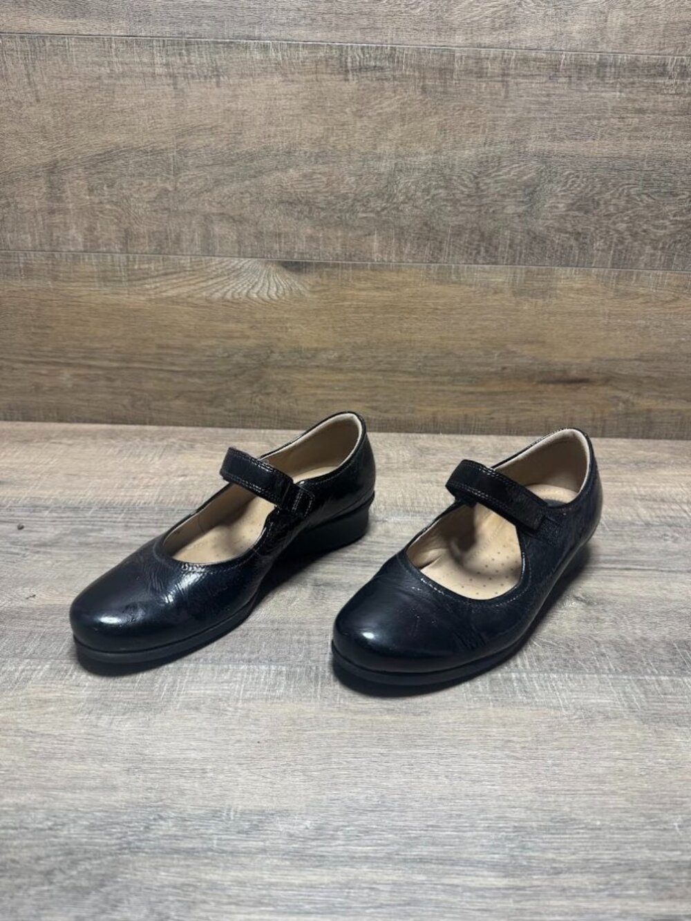 Ecco Black Leather Mary Jane Wedge Heel Shoes Women's Size EU 39